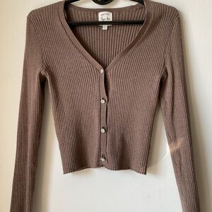 Hippie Rose Brown Ribbed Cardigan